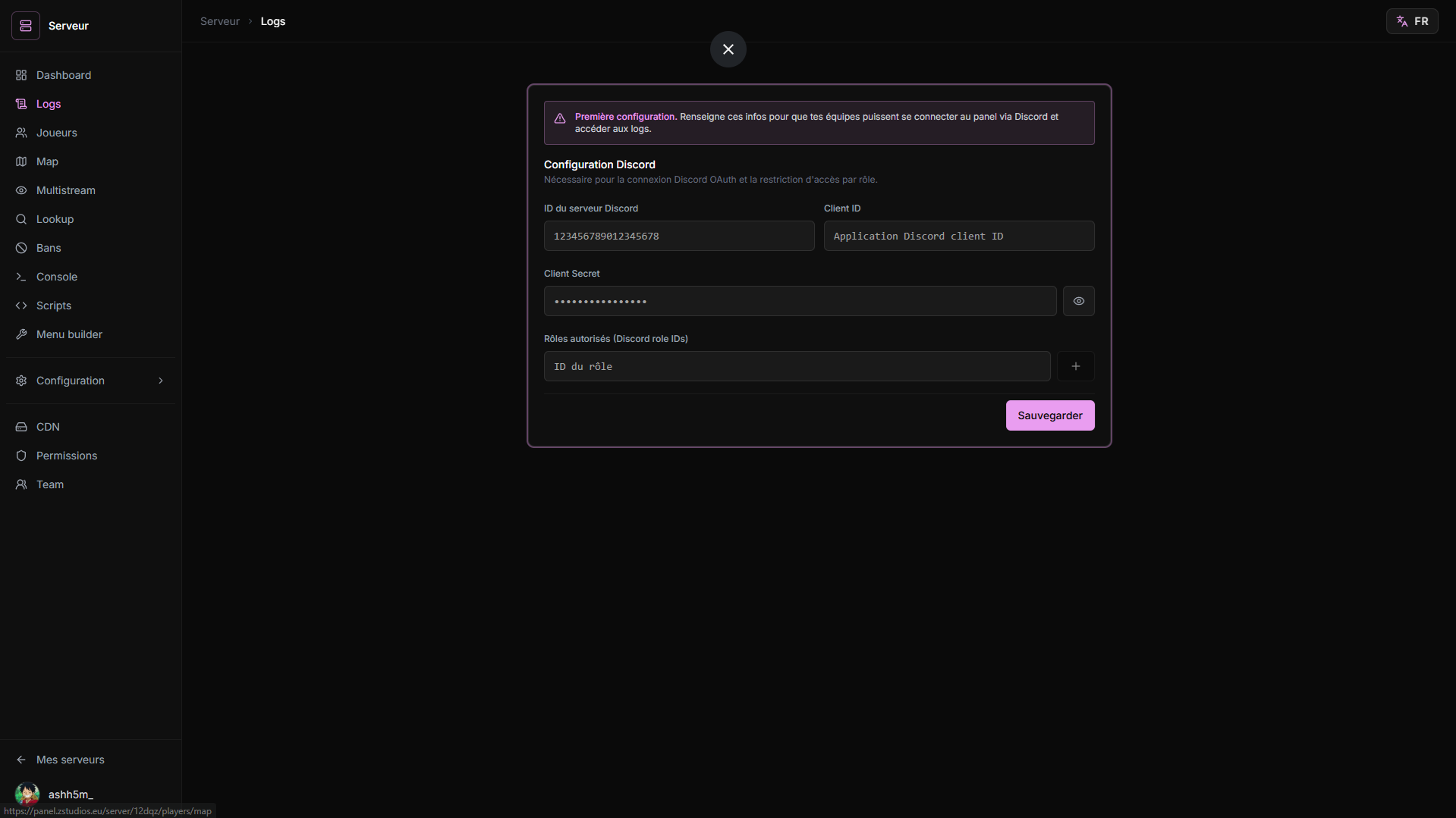 Configuration des logs