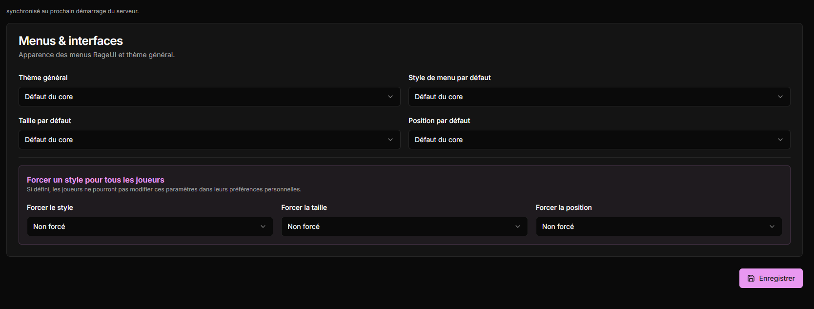 Menus et interfaces